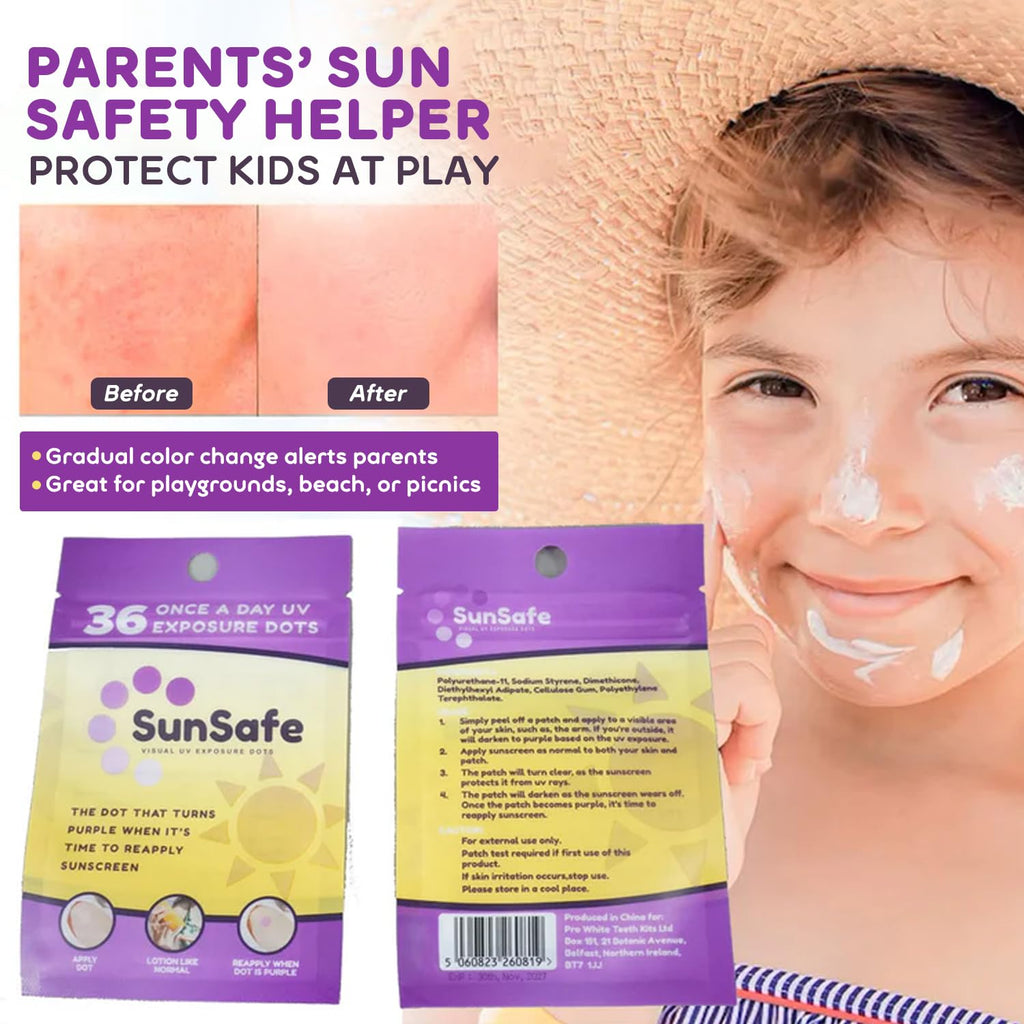 Sun Safe UV Dots - Water-Resistant Sunblock Stickers Protect Skin with SPF 30 Coverage- Track Sun Exposure with Easy-to-Use Sunscreen Dot- Ideal for Kids, Beach Days & Outdoor Fun
