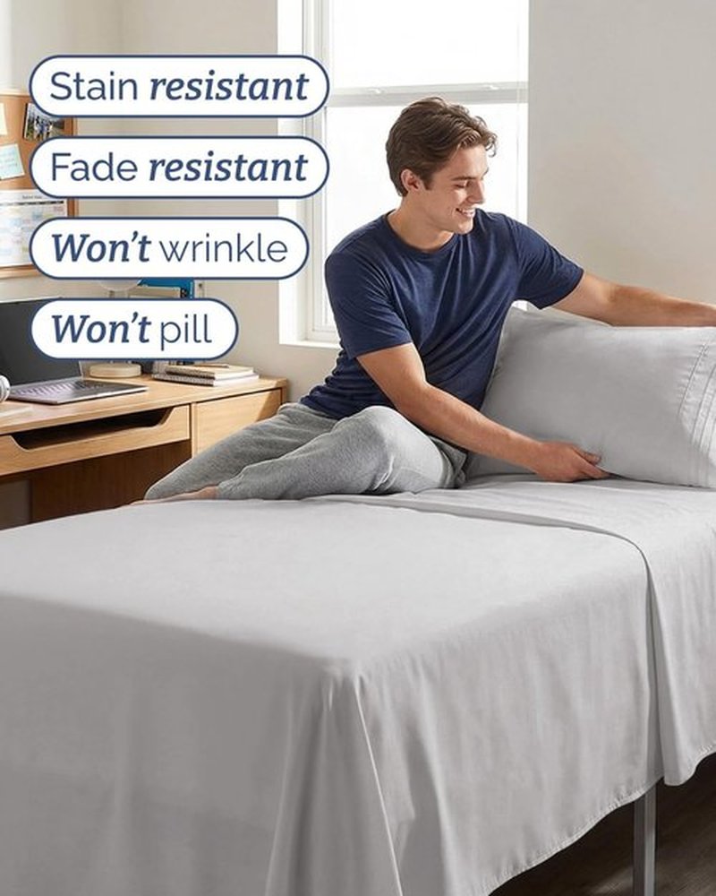 Skiennix Twin XL Sheet Set - Comfy Cooling Bed Sheets | Hotel Luxury Bedding - Deep Pockets, Soft, Wrinkle-Free - French Grey