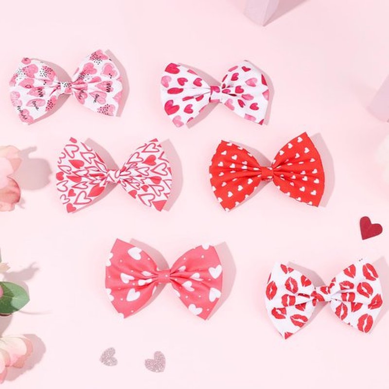 PABOBIT 6 PCS Valentines Day Hair Bows for Girls, Heart Hair Clips Red Pink Bow Alligator Clip, Valentine Hair Accessories for Toddler Kids Teens Gifts
