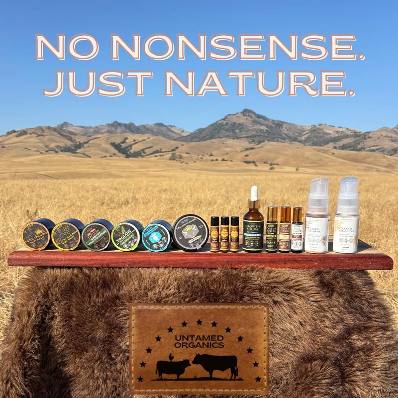 Untamed Organics Handmade Tallow, Castor Oil, and Frankincense Oil Skin Balm - 100% Grass-Fed Tallow for Skin Care - Face & Body Moisturizer for Sensitive Skin, Eczema All-Purpose Balm - 2 FL. oz.
