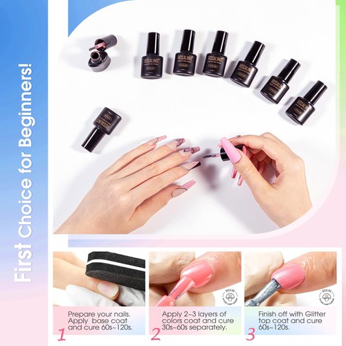 ROSALIND 100PCS Gel Nail Polish Set, 92 PCS Colors Gel Polish Set with 8 Bottles of Base and Glossy Matte Top Coat Starter Nail Set Suitable for All Seasons Gift for Women