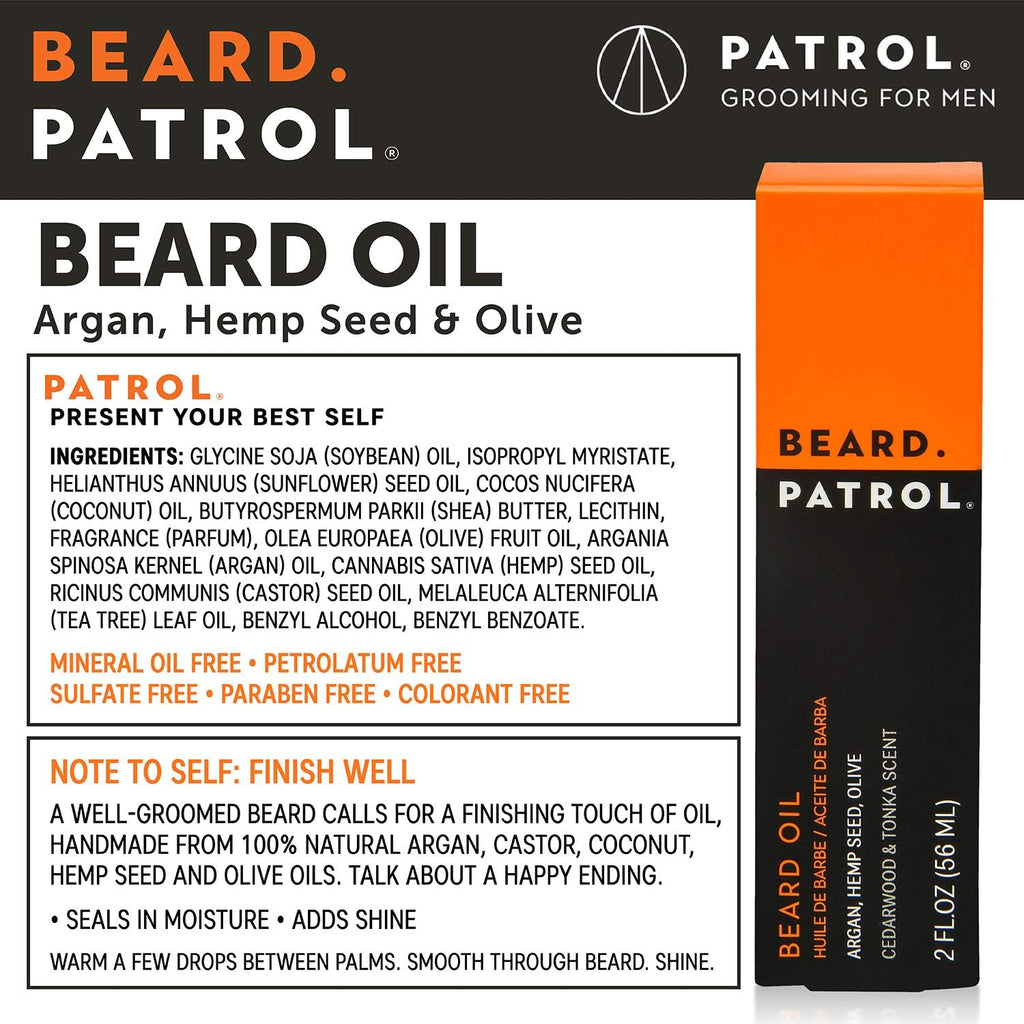 Bump Patrol Beard Patrol Beard Oil for Men – Natural Grooming Serum and Mustache Conditioner, Softens, Smooths and Strengthens Growth, Cedarwood and Tonka