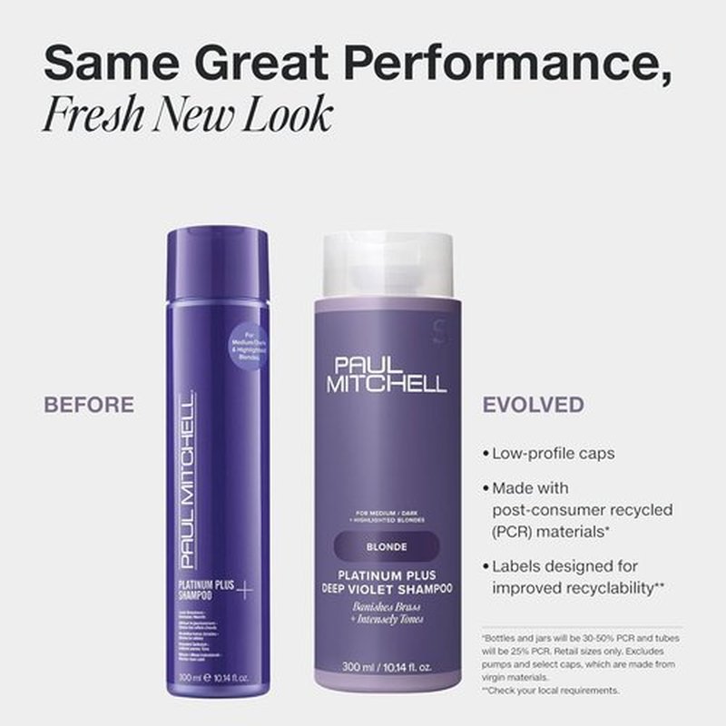 Paul Mitchell Platinum Plus Deep Violet Shampoo - Banish Brass & Intensely Tone Blonde, Gray, Silver Hair
