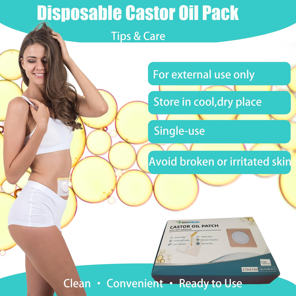 GOOPRAD 120PCS Disposable Castor Oil Belly Button Patch– Oil-Free, Self-Adhesive Cotton Core Wrap for Neck, Shoulders & Knees, No Wash, Anti-Seepage (Beige Square)