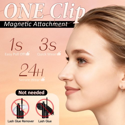 Magnetic Eyelashes with Applicator, No Eyeliner Needed, No Glue Reusable Magnetic Lashes, Natural Lightweight False Eyelashes, Easy Apply for Beginners