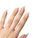 French Tip Press-On Nails – Hard Candy Glossy Gel-Shine False Nail Kit with Nail Glue, 30 Pieces, Reusable (Gold, Long)