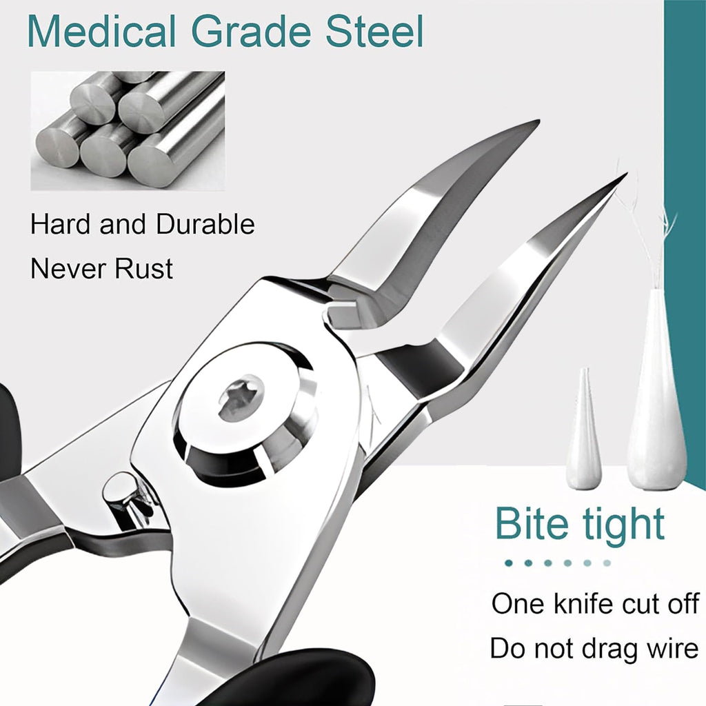Ingrown Toenail Clippers, Steel Nail Clippers for Professional Podiatrist, Unique Long Handle Curved Blade Tool for Thick & Ingrown Nails, Suitable for Men, Women and Elderly-XIORRY