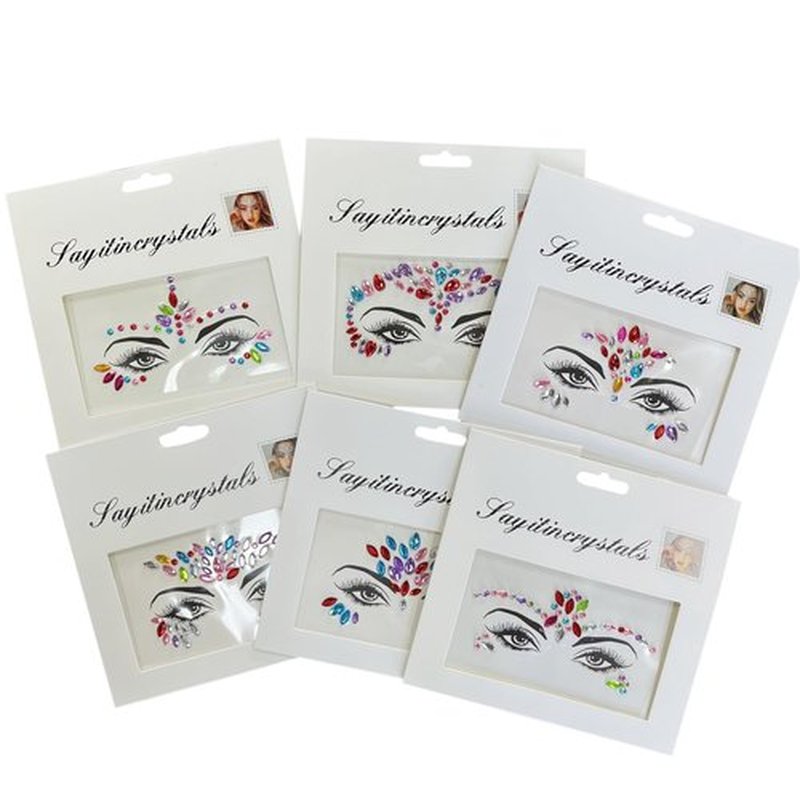 6-Pack Diamond Acrylic Face Stickers for Kids – Colorful Festival Face Gems for Halloween, Cosplay, and Parties – Reusable Crystal Face Jewels