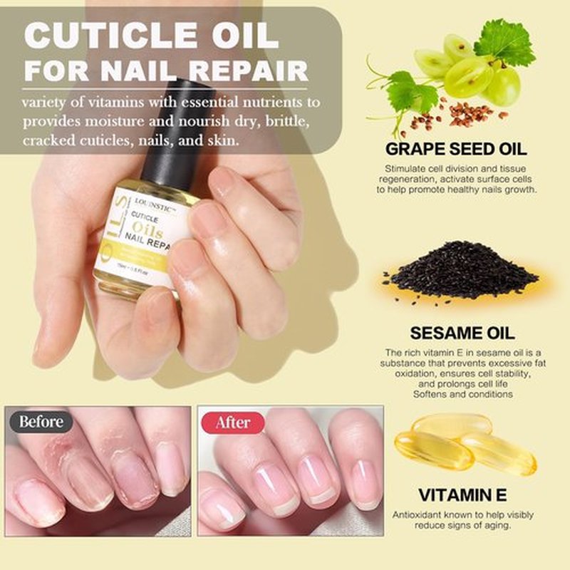 LOUINSTIC Gel Nail Remover & Cuticle Oil Kit – 30 ml Remover & Nourishing Oil, Gently Removes Gel Polish in 2–5 Minutes, Low Odor, No Soak or Foil Needed, Nourishes Natural Nails for At-Home DIY Care