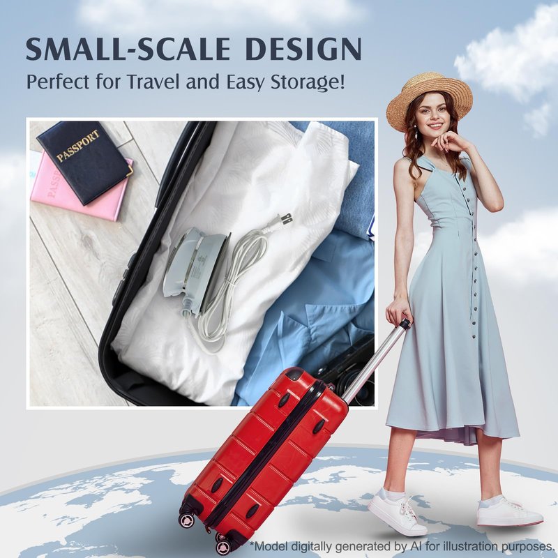 PIOMATIC Travel Iron Mini with Steam for Clothes with Dual Voltage, Portable Mini Ironing Machine with Non-Stick Soleplate, Small Iron for Sewing, Quilting and Handcraft