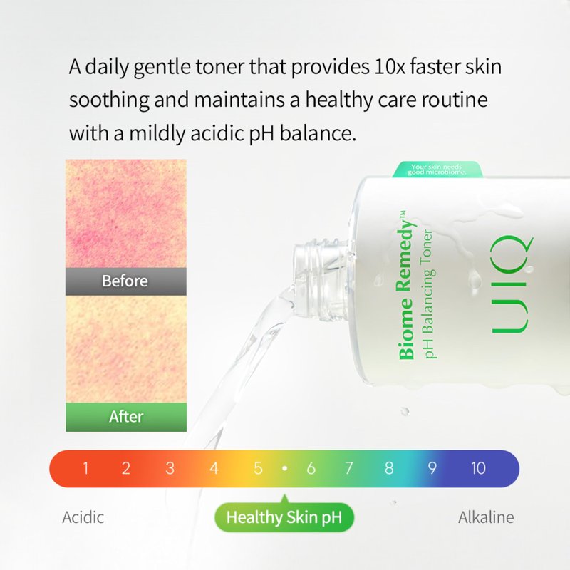 UIQ Biome Remedy pH Balancing Toner 10.14 fl. oz., Korean Skincare - Exfoliating Soothing PH Balancing Toner for Sensitive Skin