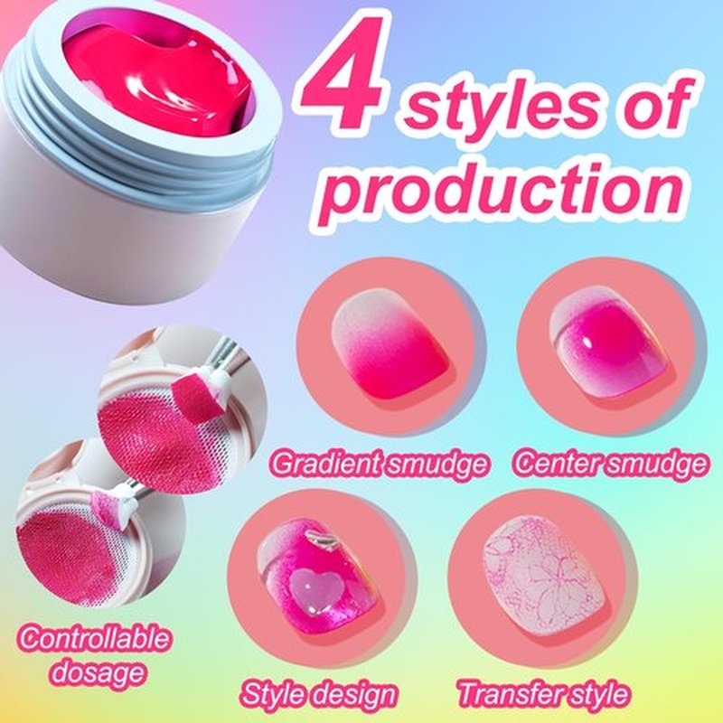 MKNZOME Neon Patting Gel Polish, 6 Color Bright Fluorescent Cushion Gradient Solid Aura Pat Painting Gel Set with Ombre Nail Sponge for DIY Beginner Design Salon Home Soak Off UV, D