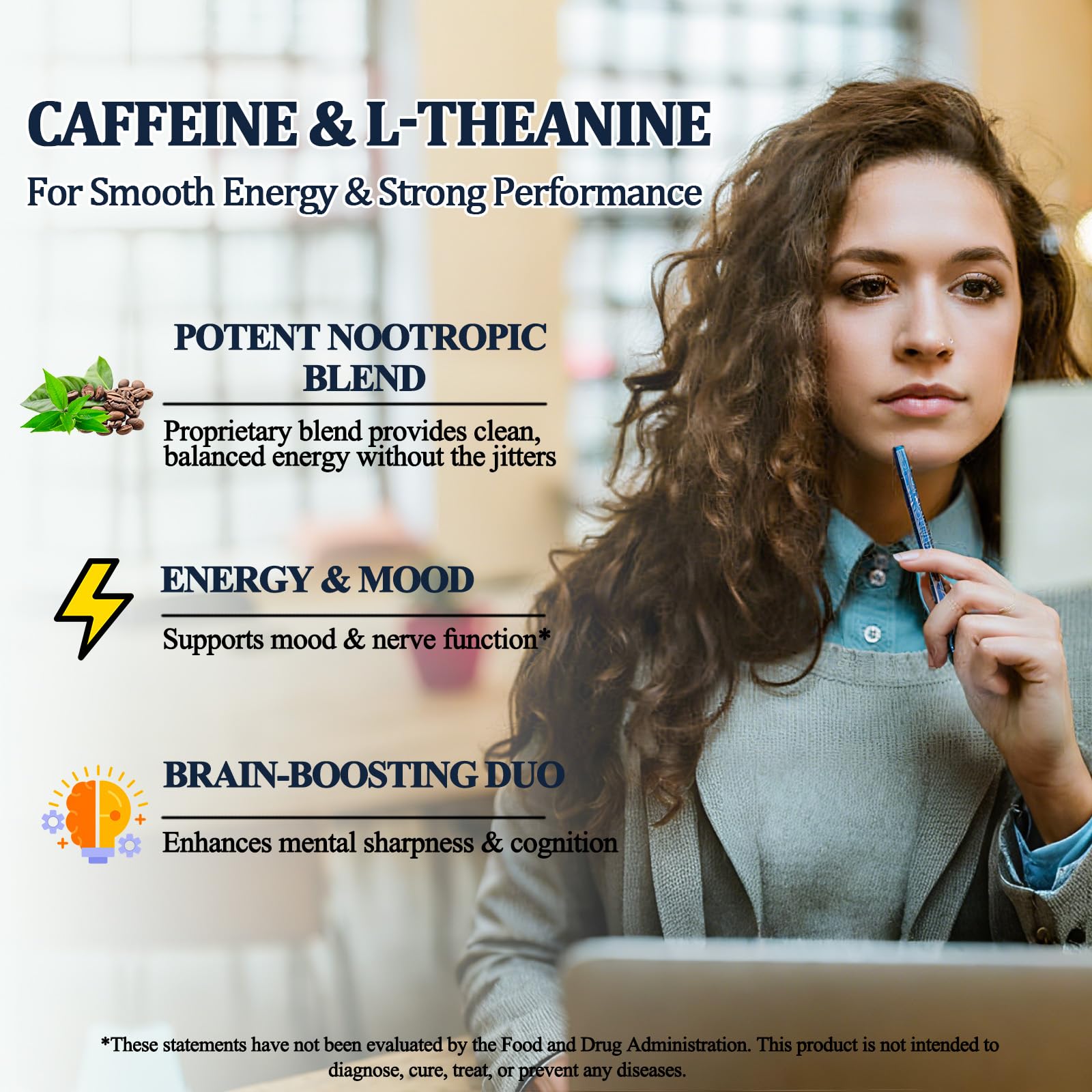WellVeraVida L Theanine Caffeine Liquid Drops, High Potency L-Theanine 100mg w. Caffeine Vitamin B12 B6, Natural Nootropic Brain for Smooth Energy Focus Alertness, 6X Stronger Than Pills Powder Gum
