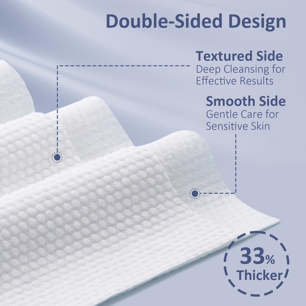 Ourmed Life Face Towels, Disposable Biodegradable Clean Facial Towels for Sensitive Skin, Lint- free Face Cloths for Makeup Remover, Skincare and Women Cleaning, Dry Wipes,240 Count Dot Texture