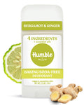 Humble Aluminum-Free Deodorant for Women & Men, Bergamot & Ginger - Baking Soda-Free Natural Deodorant Stick for Sensitive Skin with Essential Oils for Long-Lasting Odor Control, 2.5 Oz