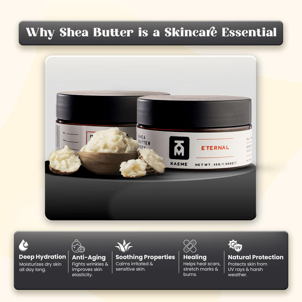 Kaeme.com Eternal Non-Greasy Whipped Shea Body Butter For Face, Body, Hair-Made With 100% Organic Raw Unrefined Shea & Coconut Oil, Deep Hydration for Dry, Sensitive Skin, Eczema Relief-3.4oz/100g Jar