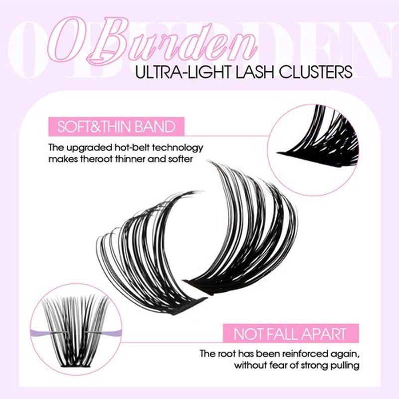Lash Clusters Kit 30D+40D+50D+60D+80D+100D Wispy Individual Lashes Kit D-Curly Volume Lash Extensions 10-16mm Natural DIY Cluster Lashes Kit for Beginners