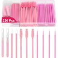 Skiennix 230 Pcs Pink Brow Lamination Supplies - Micro Eyebrow Spoolies & Disposable Lip Applicators Set