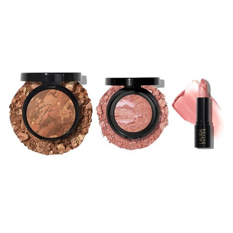 Laura Geller New York Marble Magic Kit - Baked Balance-n-Brighten Foundation & Blush, Pink Buttercream Lipstick