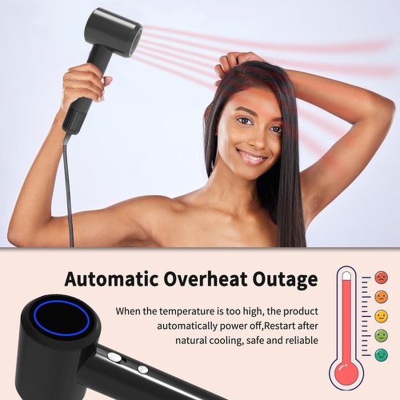 Hair Dryer for Women - 110,000 RPM Motor for Ultra-Fast Drying, 3 Temperature & 2 Speed Settings, Lightweight Design with Magnetic Nozzle, Ideal for Home and Travel