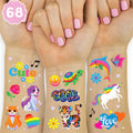 xo, Fetti Cute Neon Rainbow Animal Temporary Tattoos - 68 Iridescent Foil Pcs | Nostalgia Bright Birthday Accessory, Childhood Bachelorette Party Favor, Cute Kids Activity