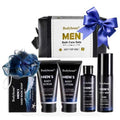 Men's Bath and Body Spa Gift Set - 7-Piece Kit with 3-in-1 Shower Gel, 2-in-1 Handmade Soap and Travel Bag - Father's Day/Birthday Christmas Gifts for Dad, Husband, Boyfriend and Friends