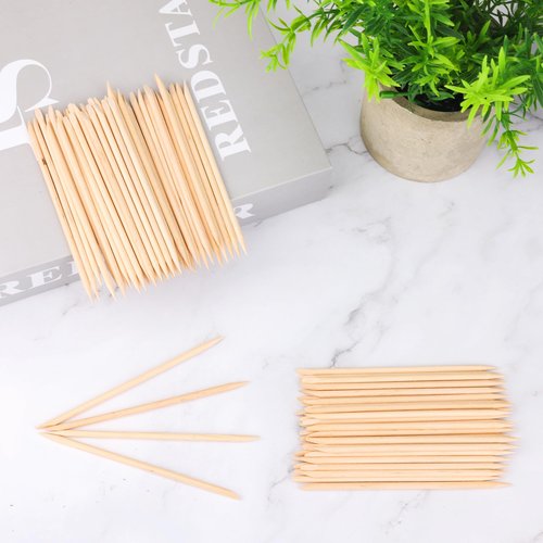 1000 PCS 4.5 Inch Orange Wood Sticks for Nails, AHIER Wooden Cuticle Pusher Sticks Double Head Functional Manicure Tools