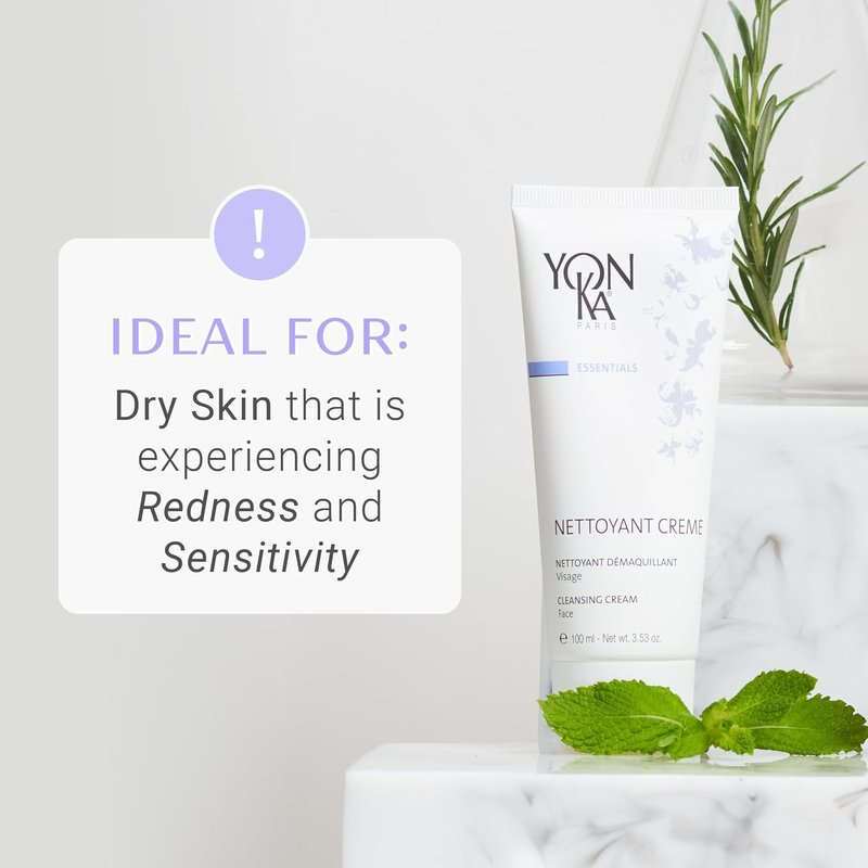 Yonka Nettoyant Creme - Cleansing Makeup Remover Cream with Calming Peppermint | 3.53 oz for Sensitive Skin