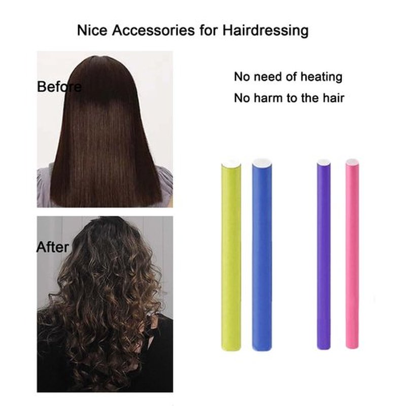 Beyoslf 36Pcs Flexible Hair Rollers and Curlers Set - 7" 0.63" & 0.47" Bendable Soft Foam Rods for Heatless Curling Short & Long Hair