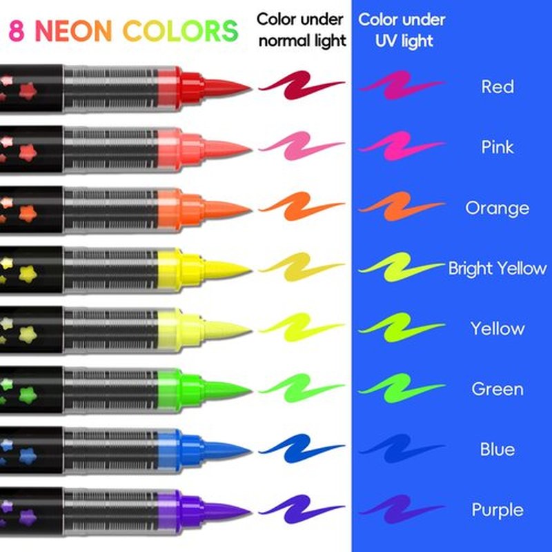 INAFKDPONR 8-color luminous body painting, UV neon face painting pen, luminous face painting kit, washable skin tattoo pen, Halloween party makeup (8 colors)