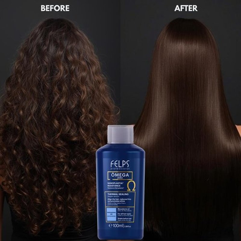 Felps Professional Omega Zero Resistance Nanoplastia Treatment, Zero Formaldehyde Hair Straightening, with Macadamia Oil, 3.38 fl.oz Mini