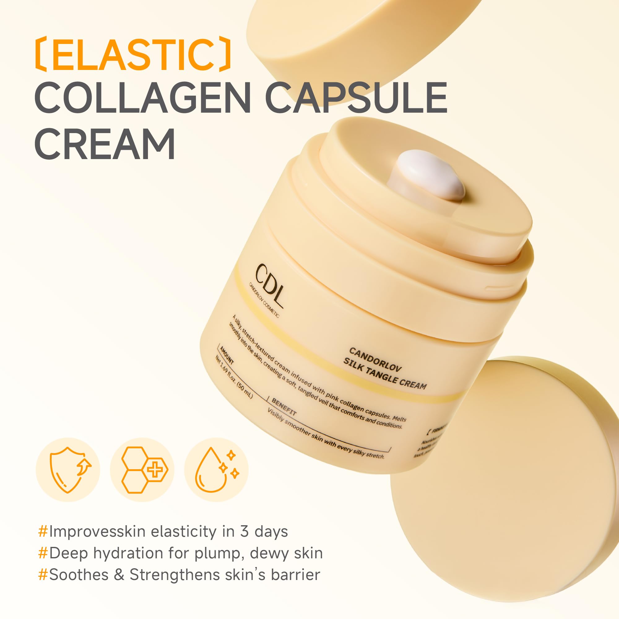 CDL Silk Tangle Collagen Lifting Face Cream - Instant Firming & Plumping for Sagging Skin with Peptides, Ceramide, Deep Hydration with Hyaluronic Acid - Pore Care & Elasticity - Korean Skincare