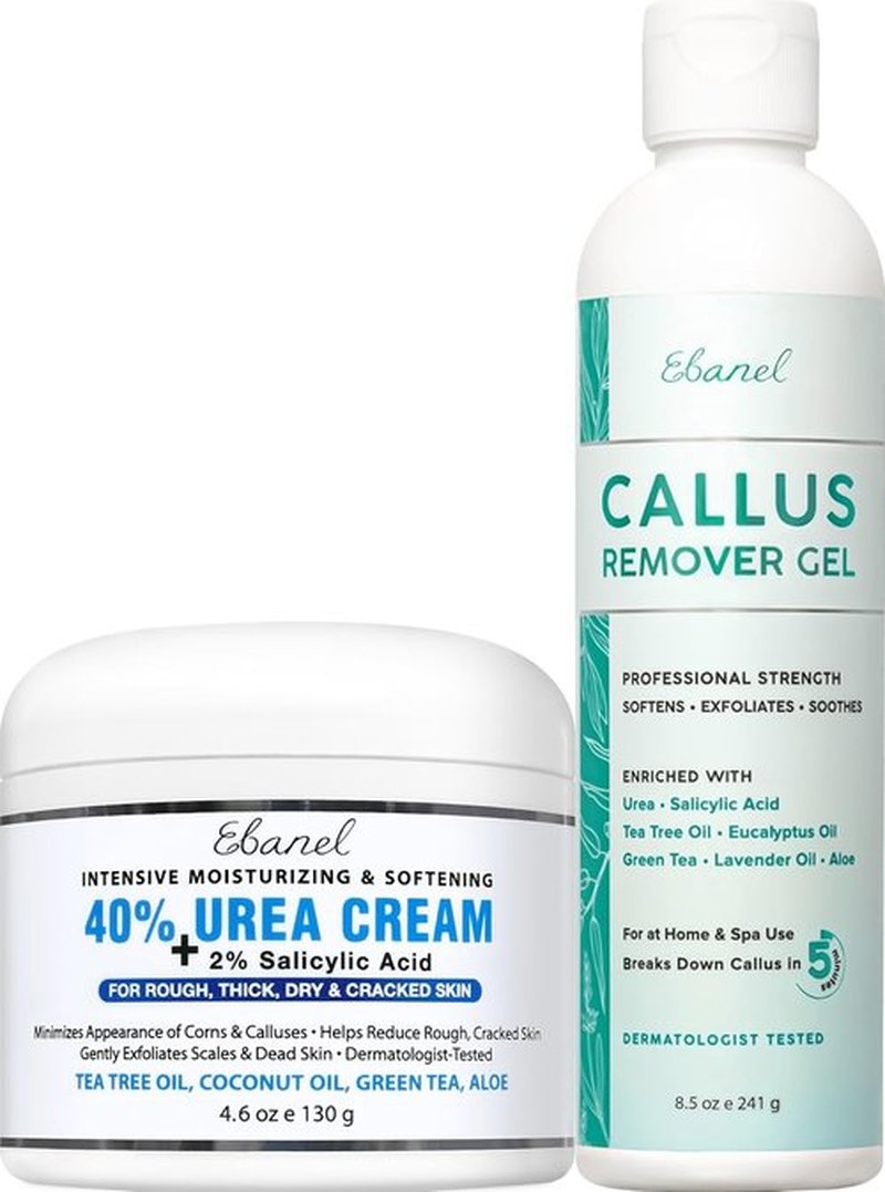 Ebanel Professional Callus Remover Set - Urea 40% & Salicylic Acid 2% for Soft Feet | Exfoliating Gel & Cream