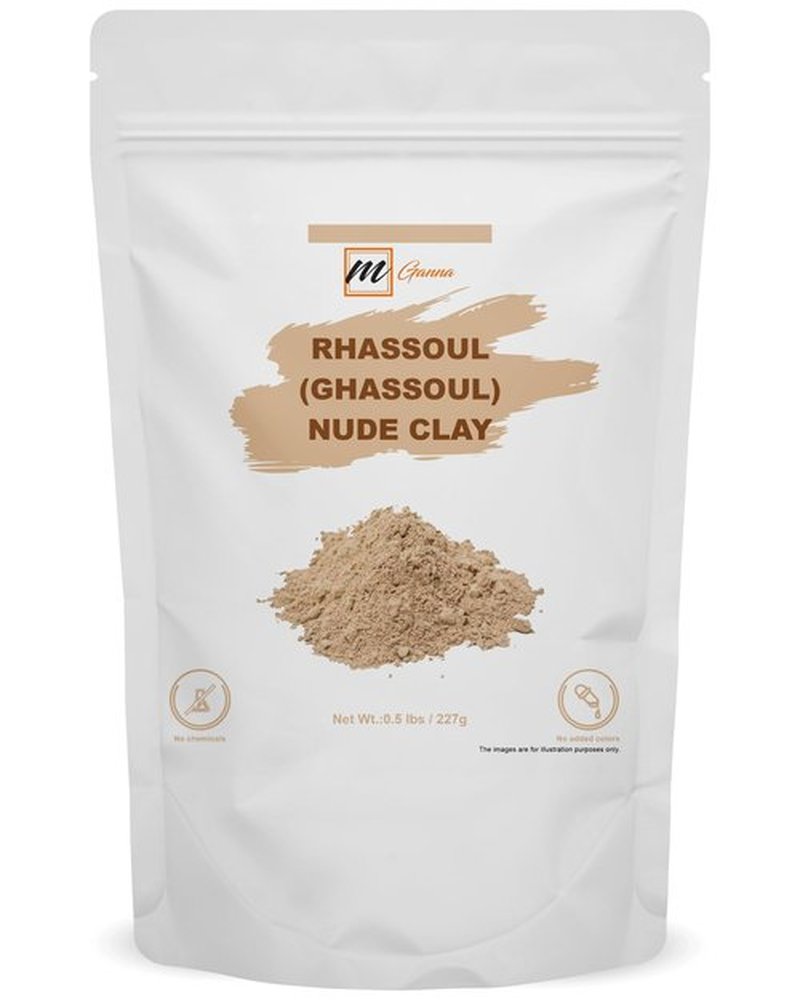 mGanna 100% Natural Moroccan Rhassoul Clay Powder/Nude/Ghassoul Lava Clay Powder for Hair Masks, Creams, Face Masks, Scrubs and Soap Making 0.5 LBS / 227 GMS