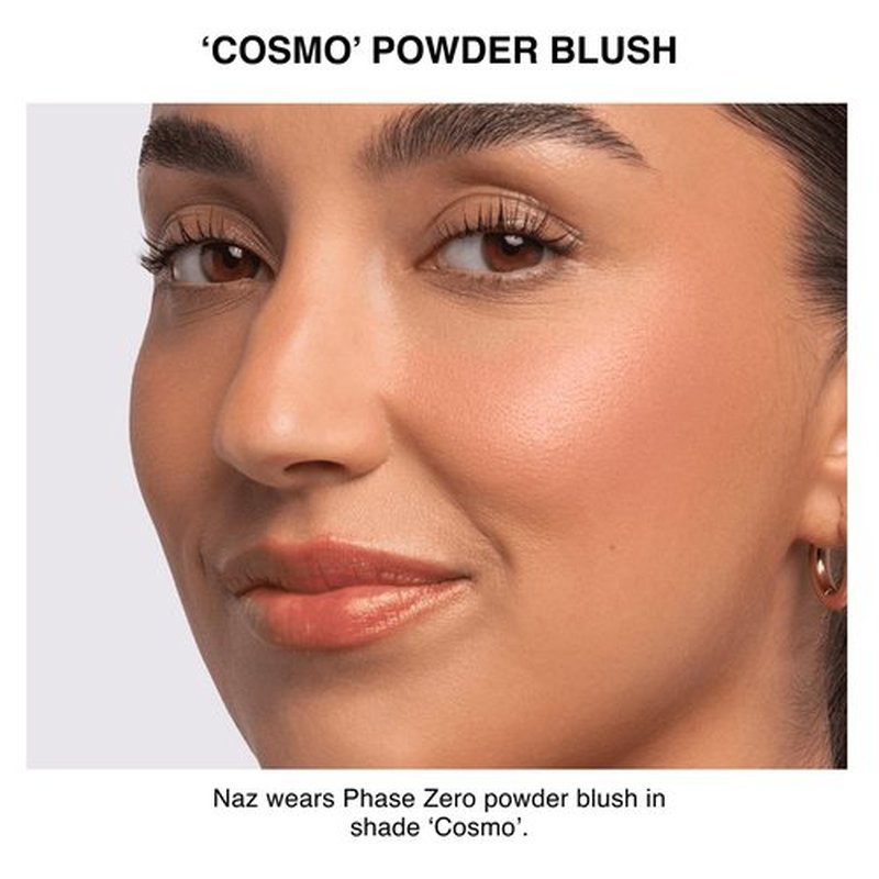 Phase Zero Makeup Powder Blusher | "Cosmo" - 6.5g / 0.23 oz. | Full Coverage, Natural Blush | Soft, Buildable Pink, Coral, Peach & Golden Hues | Matte & Shimmering Shades Gives Cheeks a Radiant Glow