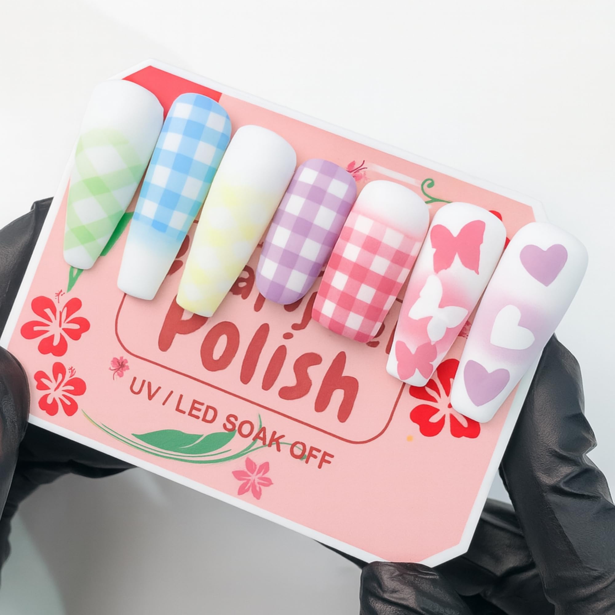 Yaya Nails Pat Pat Gel – Ombre Gradient Nail Kit, 9 Colors Blooming Gel Polish with 100 Sponges & Stickers for French Manicure (Blush & Bronze #2)
