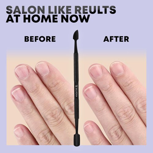 420C Stainless Steel Pro Cuticle Pusher and Nail Cleaner, Nail Polish Remover Manicure and Pedicure Nail Care Dual Ended for Fingernails and Toenails by SILVEXA
