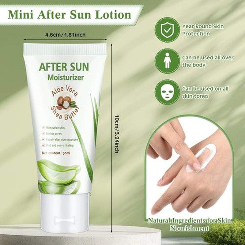 Dansib After Sun Lotion Mini Aloe Vera Lotion Bulk Travel, 1 oz Travel Size Aloe Vera Skin Moisturizer for Sunburn Relief Organic Mini Sunscreen Bulk Moisturizing for Face and Body(12 Pcs)