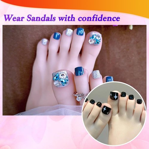 Long Square Toe Nail Tips for Wide Nail Beds, Matte Pre-shaped Full Cover False Toenails Gel Tips Press on Nails, Summer Toe Tips for Soak off Gel Extension at Home DIY(300PCS 15SIZE)