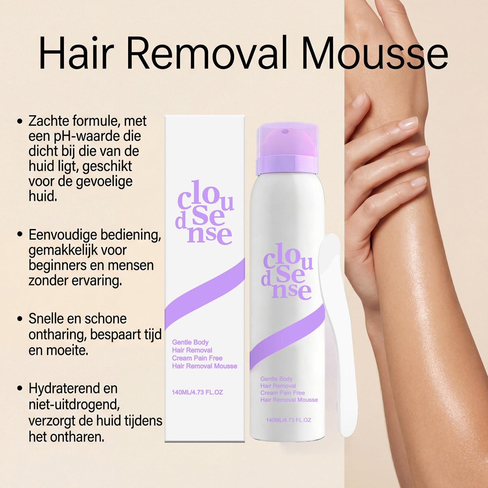 Sonipure Hair Removal Spray, Espuma Para Depilar, Hair Removal Cream for Sensitive Skin – Fast-Acting, With Aloe & Hyaluronic, Bikini Pain-Free Acid Spray Depilatory