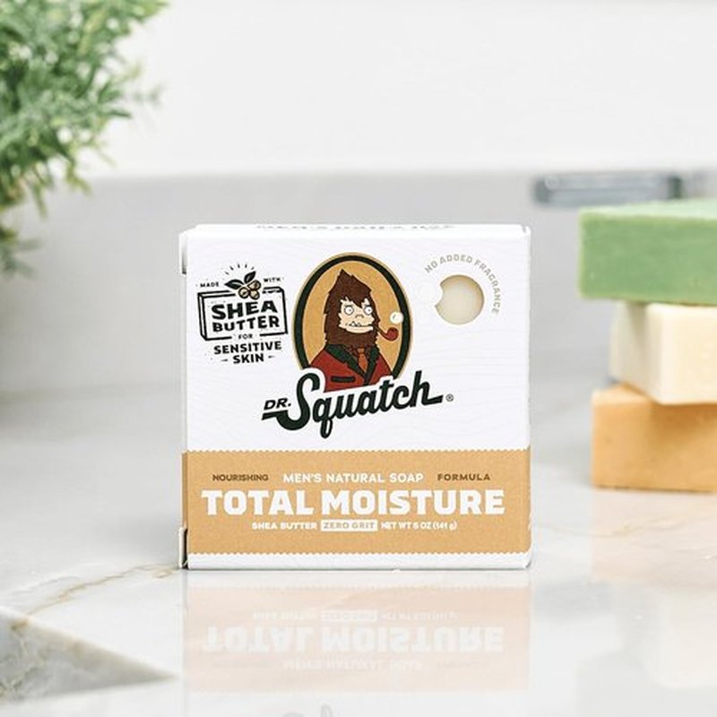 Dr. Squatch Total Moisture Bar Soap - Natural, Fragrance-Free Formula for Sensitive Skin - 5oz (3-Pack)