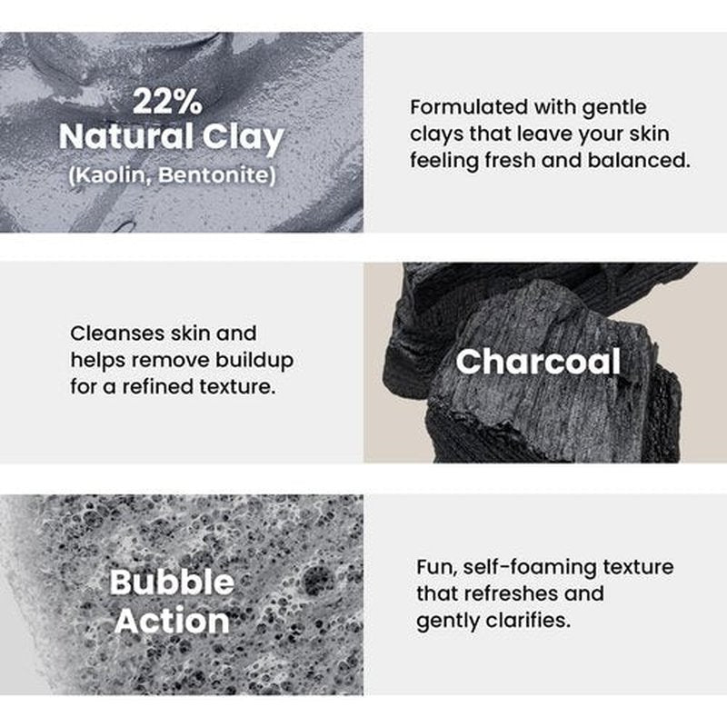 GLAM UP Clean Bubbling Carbonated Clay Mask for Face, Easy-Wash Off Pack, Deep Cleansing, Refreshing Skin Clay Mask, Korean Vegan Skin Care 135ml (4.56 Fl Oz)