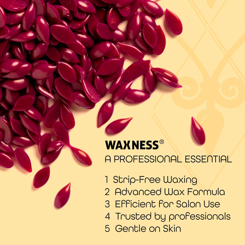 Waxness Italian Velvet Hard Wax Beads Small Bag Size 3.5 oz / 100 g – Multidirectional Formula for Full Body and Large Areas Professional Use – Made in Italy
