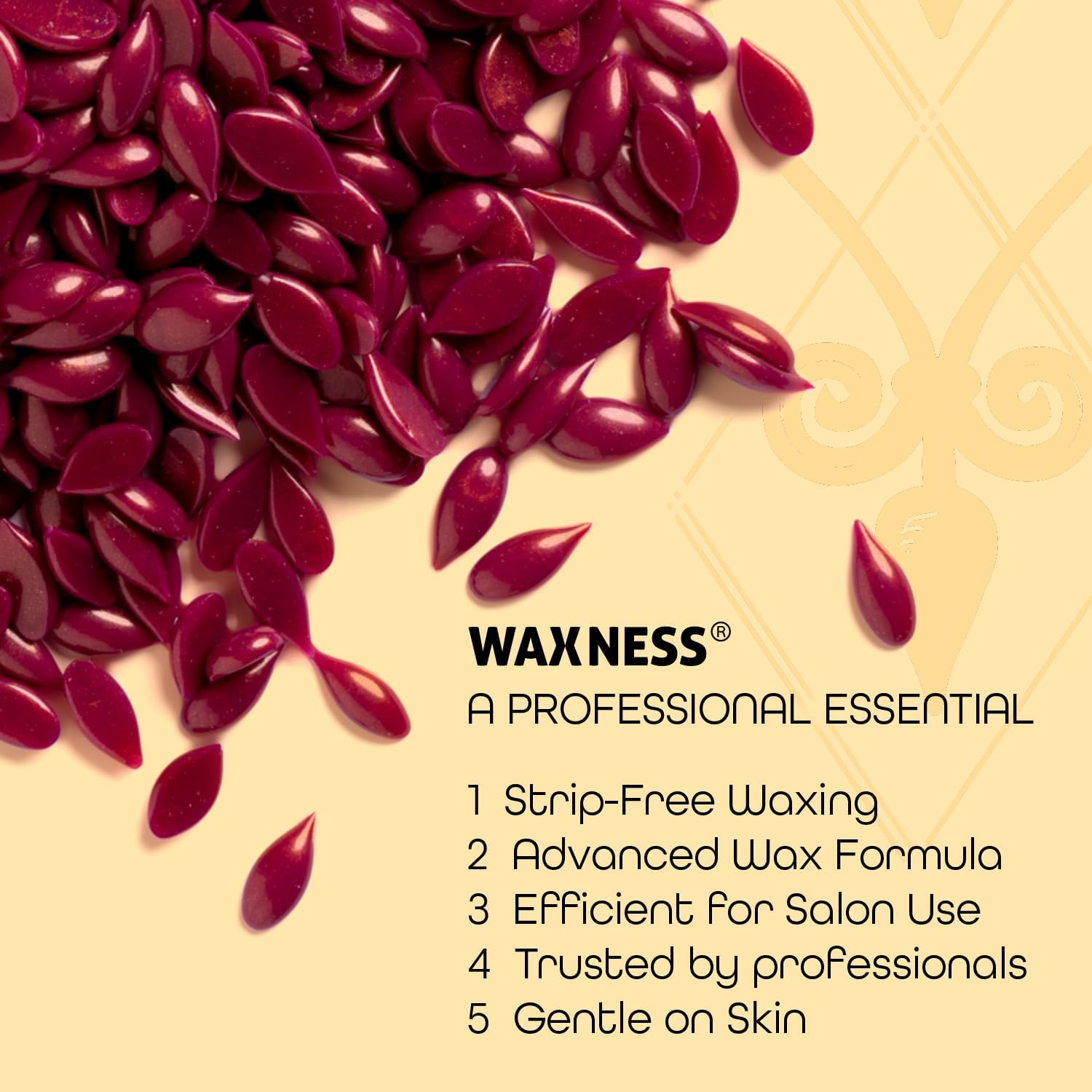Waxness Italian Velvet Hard Wax Beads Small Bag Size 3.5 oz / 100 g – Multidirectional Formula for Full Body and Large Areas Professional Use – Made in Italy