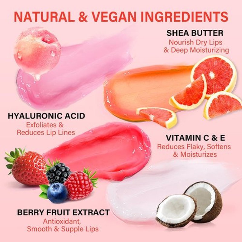 Skiennix Lip Mask Set - 4 Pcs Overnight Lip Care Gift for Women & Teens | Hydrating Shea Butter & Hyaluronic Acid