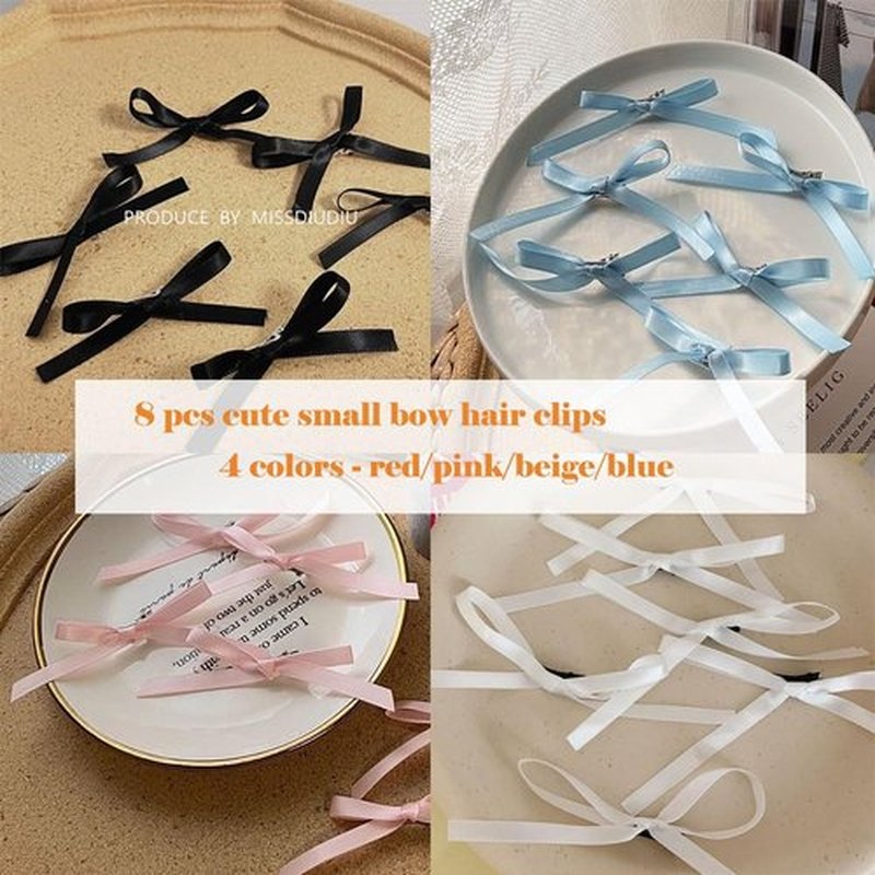 SALOCY 18 PCS Hair Accessories Set - Bowknot Clips with Long Tassels, Satin Ribbon Claws for Girls and Women's Hair Design