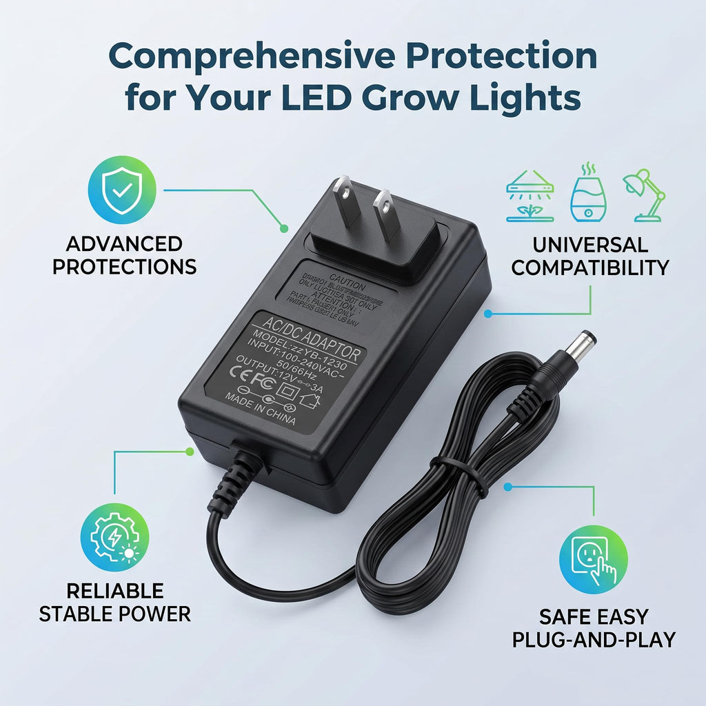 Phefop LED Strip Adapter, Full Spectrum LED Plant Growth Lamp Inflatable Power Adapter for Succulents Vegetables Flowers Mimicking Nature Sunlight (a)