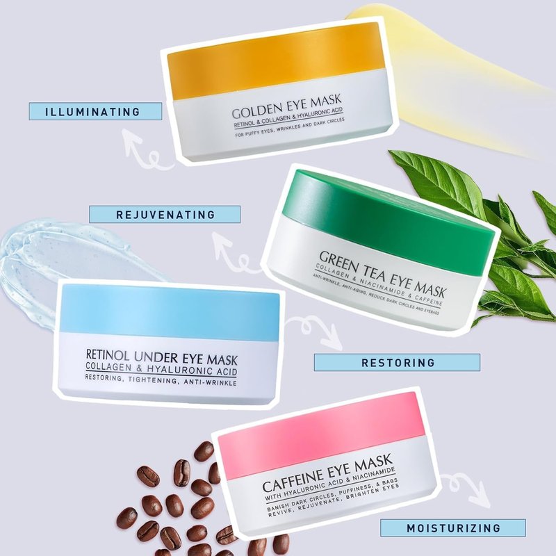 Under Eye Patches Kit: 120 Pcs Retinol & Golden Gel Eye Mask for Dark Circles, Puffiness and Wrinkles - Day & Night Skin Treatment Pads with Niacinamide, Collagen, Hyaluronic Acid & Vitamin C (2 Pack)