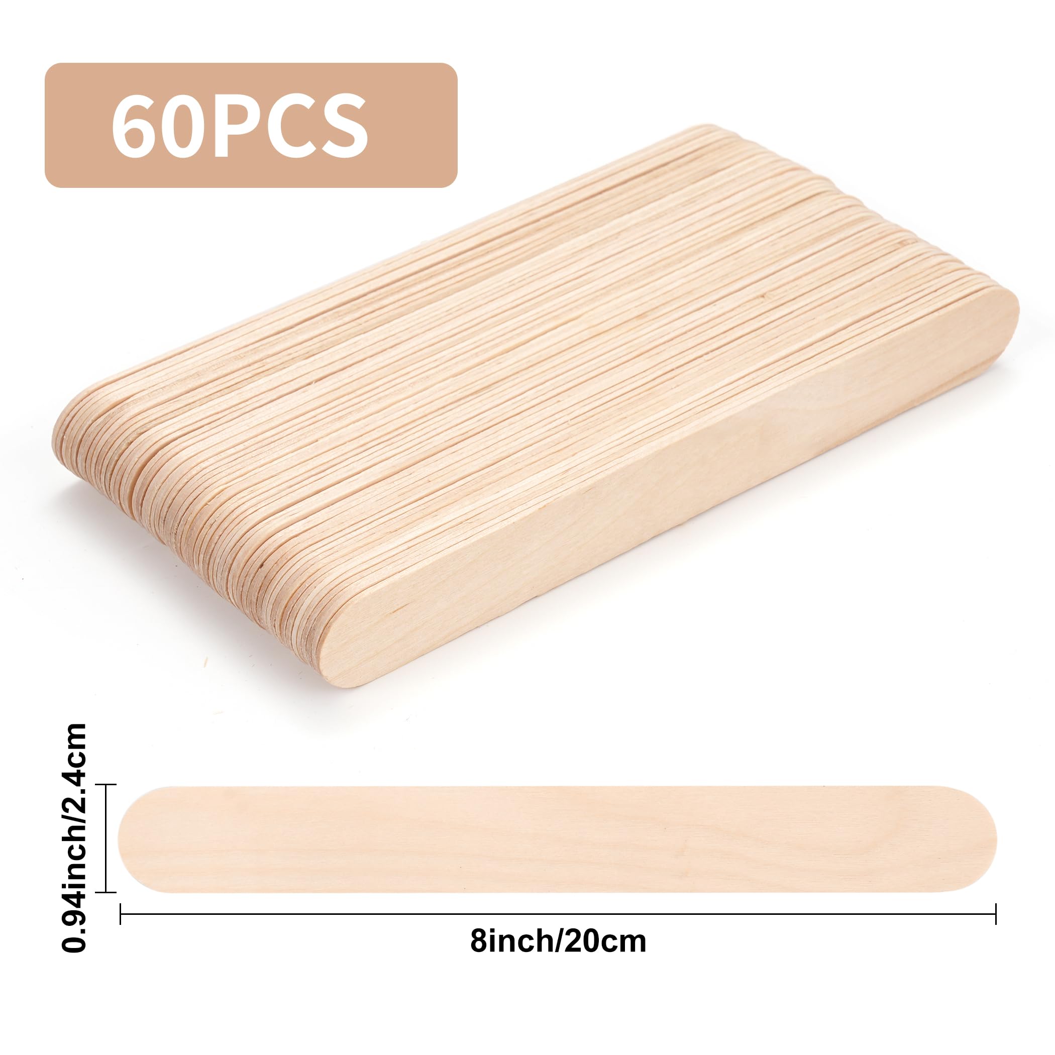 60 PCS Jumbo Popsicle Sticks,8 Inch Natural Wooden Craft Sticks