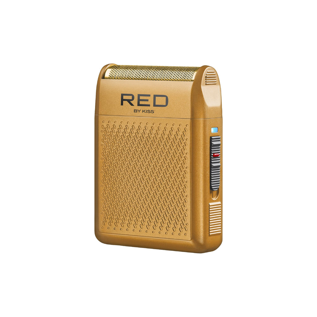 RED by Kiss Cordless Mini Shaver for Men, Compact High-Precision, Quick USB-C Charging, Non-Slip Grip, Long-Lasting Battery, Travel-Friendly Design, Powerful Motor for Efficient Shaving (Gold)